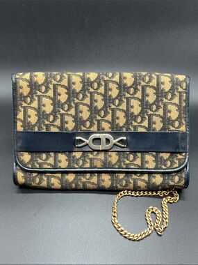 Christian Dior Oblique Monogram Trotter Chain Wallet Clutch Crossbody France